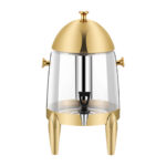 Stainless Steel 12L Beverage Dispenser Hot Cold Juice Water Tea Chafer Urn Buffet Drink Container Jug with Gold Accents