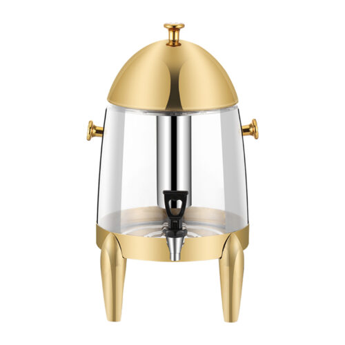 Stainless Steel 12L Beverage Dispenser Hot Cold Juice Water Tea Chafer Urn Buffet Drink Container Jug with Gold Accents