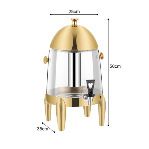 Stainless Steel 12L Beverage Dispenser Hot Cold Juice Water Tea Chafer Urn Buffet Drink Container Jug with Gold Accents - Image 4