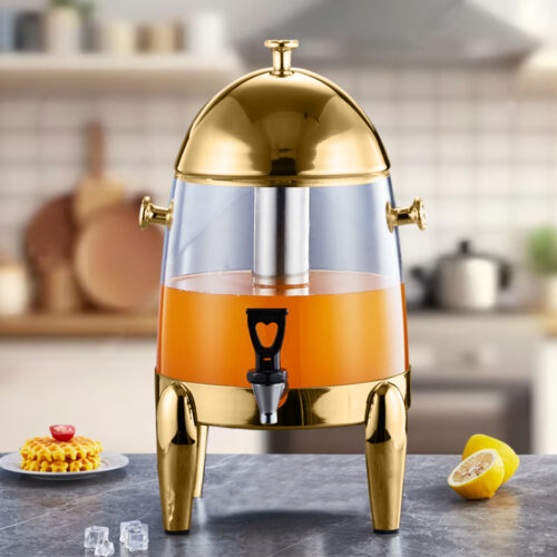 Stainless Steel 12L Beverage Dispenser Hot Cold Juice Water Tea Chafer Urn Buffet Drink Container Jug with Gold Accents - Image 5