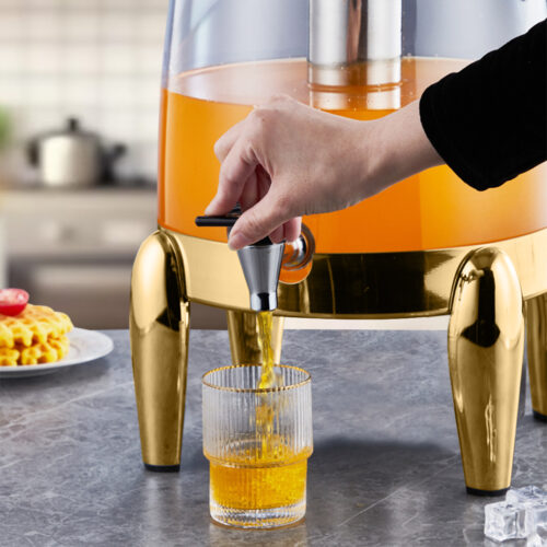 Stainless Steel 12L Beverage Dispenser Hot Cold Juice Water Tea Chafer Urn Buffet Drink Container Jug with Gold Accents - Image 6