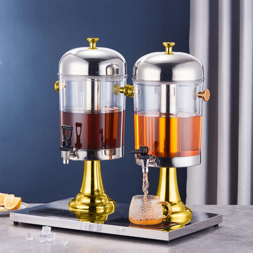 16L Dual Stainless Steel Dispenser Beverage Juicer Transparent Commercial Drink Container Jug - Image 2