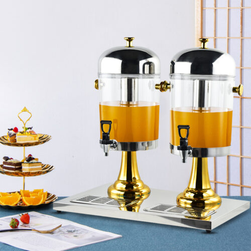 16L Dual Stainless Steel Dispenser Beverage Juicer Transparent Commercial Drink Container Jug - Image 3