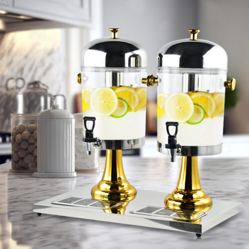 16L Dual Stainless Steel Dispenser Beverage Juicer Transparent Commercial Drink Container Jug - Image 5