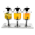 Triple Head 24L Stainless Steel Dispenser Beverage Juicer Transparent Commercial Drink Container Jug