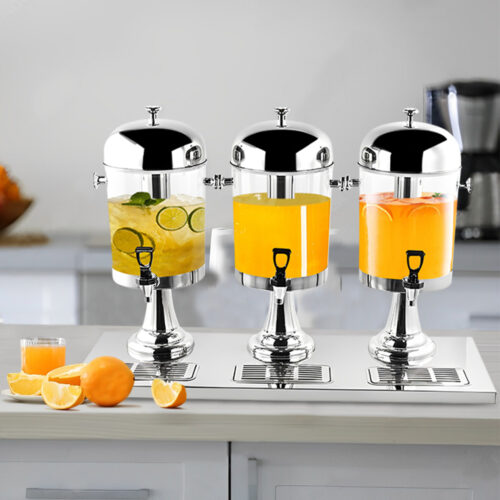 Triple Head 24L Stainless Steel Dispenser Beverage Juicer Transparent Commercial Drink Container Jug - Image 2