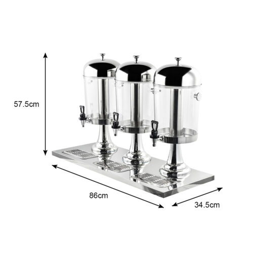 Triple Head 24L Stainless Steel Dispenser Beverage Juicer Transparent Commercial Drink Container Jug - Image 4
