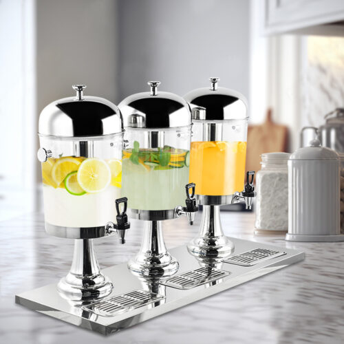 Triple Head 24L Stainless Steel Dispenser Beverage Juicer Transparent Commercial Drink Container Jug - Image 5