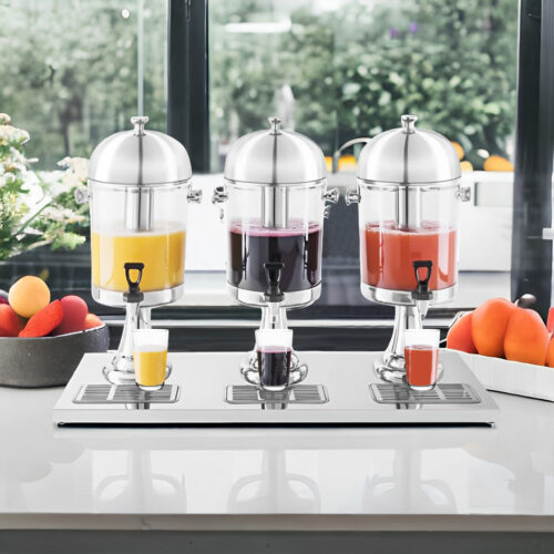 Triple Head 24L Stainless Steel Dispenser Beverage Juicer Transparent Commercial Drink Container Jug - Image 8