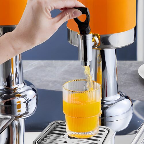 6L Dual Silver Stainless Steel Beverage Dispenser Ice Cylinder Clear Juicer Hot Cold Water Jug - Image 6