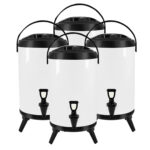 4x 8L Stainless Steel Insulated Drink Barrel Hot Cold Beverage Dispenser with Faucet White
