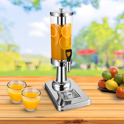 2x Single 3L Silver Stainless Steel Beverage Dispenser Ice Cylinder Clear Juicer Hot Cold Water Jug - Image 4