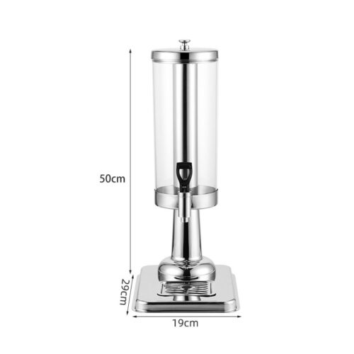 2x Single 3L Silver Stainless Steel Beverage Dispenser Ice Cylinder Clear Juicer Hot Cold Water Jug - Image 6