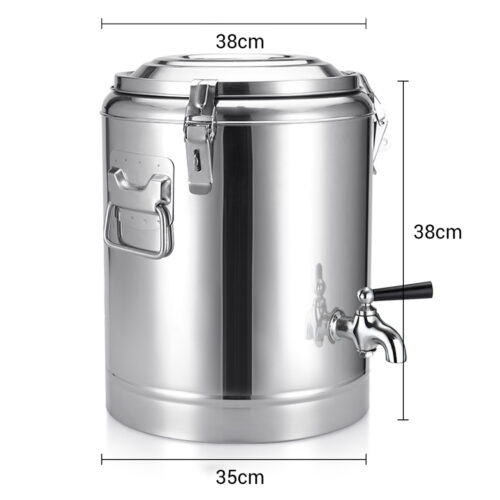 2x 22L Stainless Steel Insulated Stock Pot Dispenser Hot Cold Beverage Container with Tap - Image 3