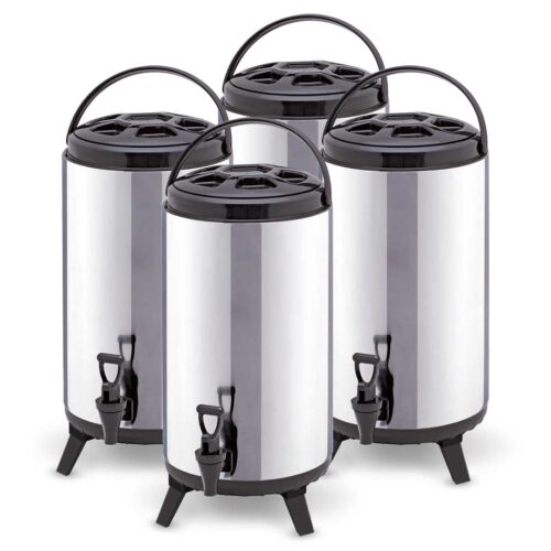 4x 12L Portable Insulated Cold/Heat Coffee Tea Beer Barrel Brew Pot with Dispenser