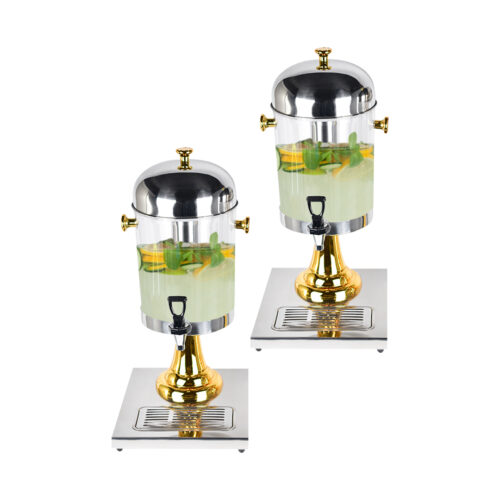 2x Single 8L Stainless Steel Dispenser Beverage Juicer Transparent Commercial Drink Container Jug