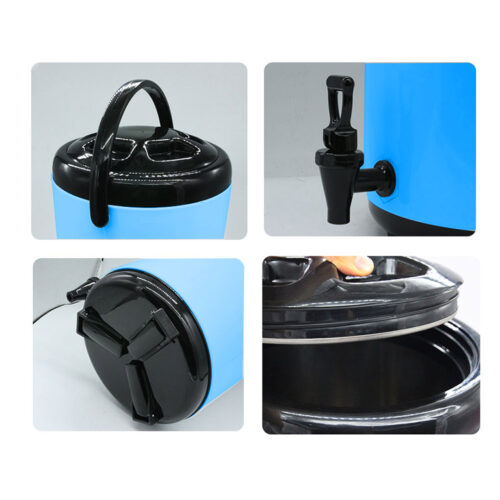 4x 12L Stainless Steel Insulated Drink Barrel Hot Cold Beverage Dispenser with Faucet Blue - Image 6