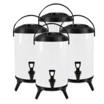 4x 12L Stainless Steel Insulated Drink Barrel Hot Cold Beverage Dispenser with Faucet White