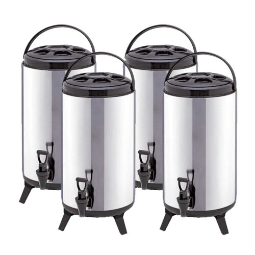 4x 14L Portable Insulated Cold/Heat Coffee Tea Beer Barrel Brew Pot with Dispenser