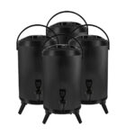 4x 14L Stainless Steel Insulated Drink Barrel Hot Cold Beverage Dispenser with Faucet Black