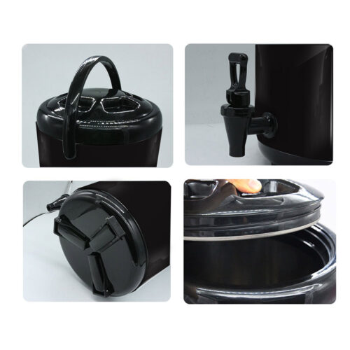 4x 14L Stainless Steel Insulated Drink Barrel Hot Cold Beverage Dispenser with Faucet Black - Image 6