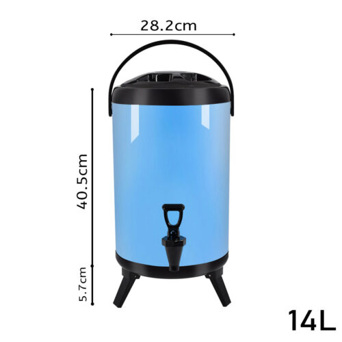 4x 14L Stainless Steel Insulated Drink Barrel Hot Cold Beverage Dispenser with Faucet Blue - Image 2