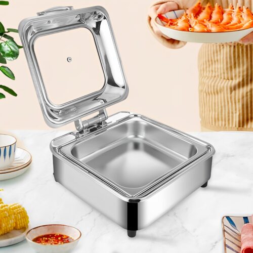 Stainless Steel Square Chafing Dish Tray Buffet Cater Food Warmer Chafer with Top Lid - Image 3