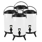 4x 16L Stainless Steel Insulated Drink Barrel Hot Cold Beverage Dispenser with Faucet White