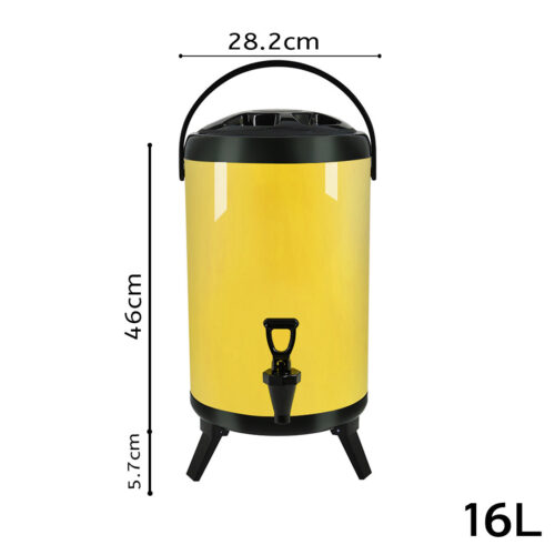 4x 16L Stainless Steel Insulated Drink Barrel Hot Cold Beverage Dispenser with Faucet Yellow - Image 2