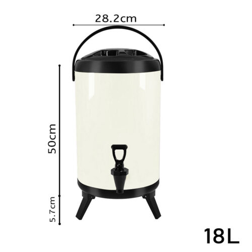 4x 18L Stainless Steel Insulated Drink Barrel Hot Cold Beverage Dispenser with Faucet White - Image 2