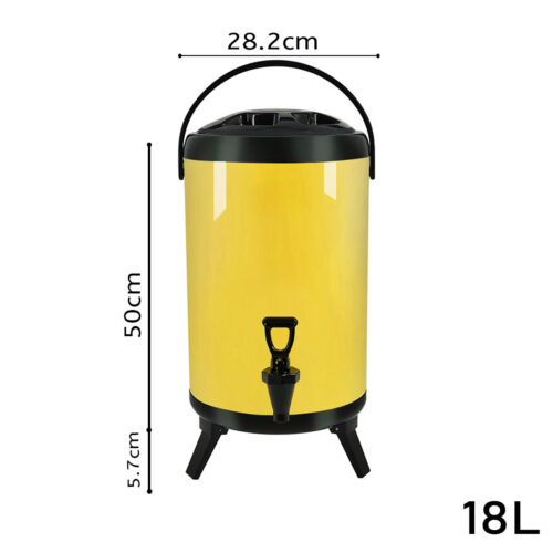 4x 18L Stainless Steel Insulated Drink Barrel Hot Cold Beverage Dispenser with Faucet Yellow - Image 2