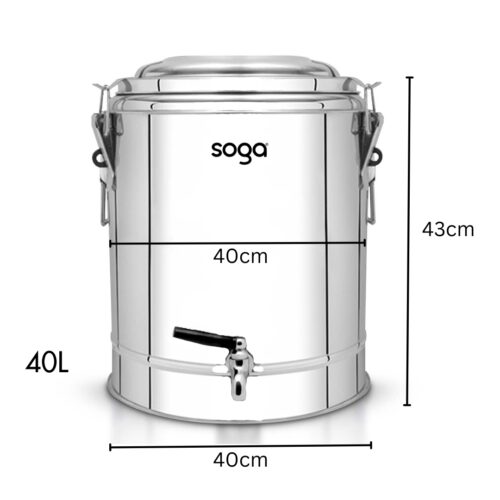 2x 40L Stainless Steel Insulated Stock Pot Hot Cold Beverage Container - Image 2