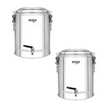 2x 40L Stainless Steel Insulated Stock Pot Dispenser Hot Cold Beverage Container with Tap