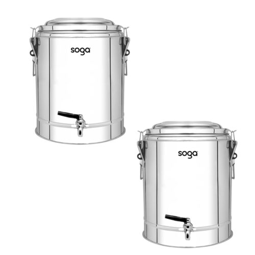 2x 40L Stainless Steel Insulated Stock Pot Dispenser Hot Cold Beverage Container with Tap