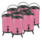 8X 8L Stainless Steel Insulated Drink Barrel Hot Cold Beverage Dispenser with Faucet Pink