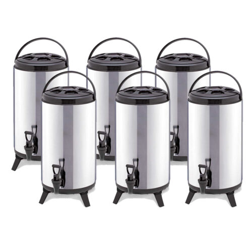 6X 18L Portable Insulated Cold/Heat Coffee Tea Beer Barrel Brew Pot with Dispenser