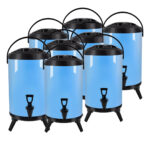 8X 10L Stainless Steel Insulated Drink Barrel Hot Cold Beverage Dispenser with Faucet Blue