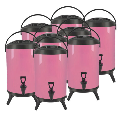 8X 10L Stainless Steel Insulated Drink Barrel Hot Cold Beverage Dispenser with Faucet Pink