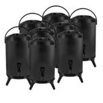8X 12L Stainless Steel Insulated Drink Barrel Hot Cold Beverage Dispenser with Faucet Black