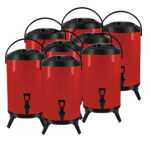 8X 12L Stainless Steel Insulated Drink Barrel Hot Cold Beverage Dispenser with Faucet Red