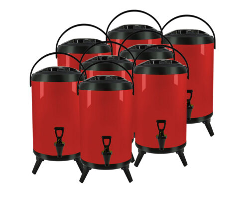 8X 12L Stainless Steel Insulated Drink Barrel Hot Cold Beverage Dispenser with Faucet Red