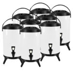 8X 12L Stainless Steel Insulated Drink Barrel Hot Cold Beverage Dispenser with Faucet White