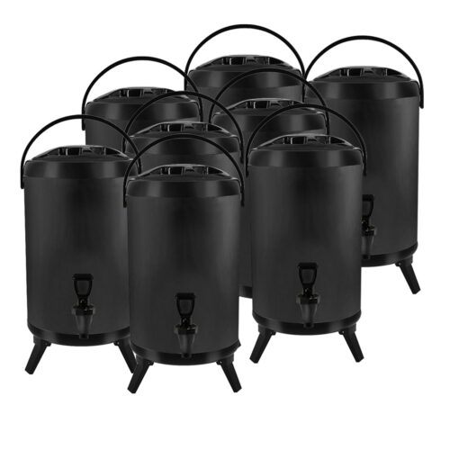 8X 14L Stainless Steel Insulated Drink Barrel Hot Cold Beverage Dispenser with Faucet Black