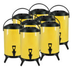 8X 14L Stainless Steel Insulated Drink Barrel Hot Cold Beverage Dispenser with Faucet Yellow