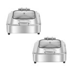 2x Stainless Steel Square Chafing Dish Tray Buffet Cater Food Warmer Chafer with Top Lid