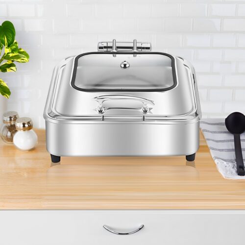 2x Stainless Steel Square Chafing Dish Tray Buffet Cater Food Warmer Chafer with Top Lid - Image 2
