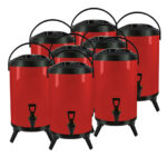 8X 16L Stainless Steel Insulated Drink Barrel Hot Cold Beverage Dispenser with Faucet Red