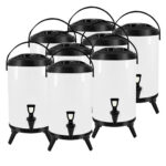 8X 16L Stainless Steel Insulated Drink Barrel Hot Cold Beverage Dispenser with Faucet White