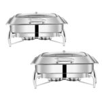 2x Stainless Steel Chafing Dish Tray Buffet Cater Food Warmer Chafer with Top Lid