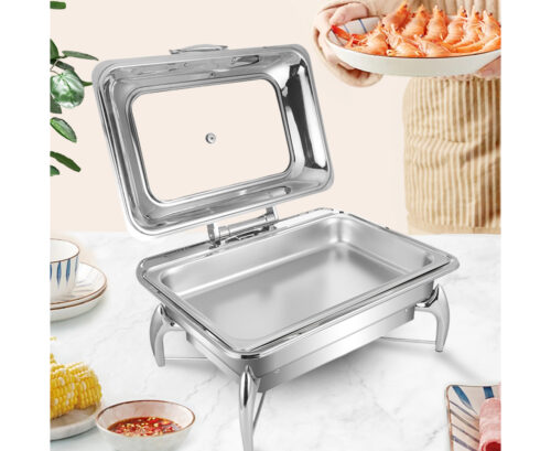 2x Stainless Steel Chafing Dish Tray Buffet Cater Food Warmer Chafer with Top Lid - Image 2